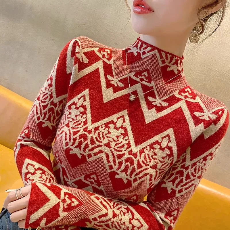 Women Clothes Fashion Elegant Slim Jumpers Spring Soft Elastic Vintage Jacquard Knitted Sweaters Turtleneck Chic Y2k Knitwear
Women Clothes Fashion Elegant Slim Jumpers Spring Soft Elastic Vintage Jacquard Knitted Sweaters Turtleneck Chic Y2k Knitwear