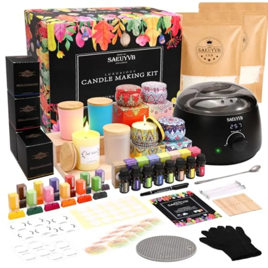 Candle Making Kit, Candle Making Kit for Adult with Wax Melting Pot, DIY Starter Soy Candle Making Supplies/Kit - Perfect as Ho
Candle Making Kit, Candle Making Kit for Adult with Wax Melting Pot, DIY Starter Soy Candle Making Supplies/Kit - Perfect as Ho