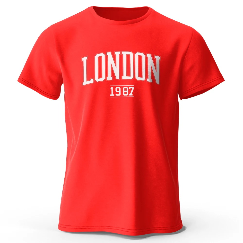 Мужская винтажная футболка London 1987, спортивные футболки большого размера из 100% хлопка с принтом для мужчин и женщин, спортивная одежда, топы
Мужская винтажная футболка London 1987, спортивные футболки большого размера из 100% хлопка с принтом для мужчин и женщин, спортивная одежда, топы