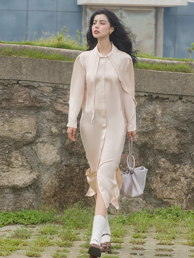 Lumbinibi High-End Acetate Champagne Color irt Dr round Ne Knot Slimming Midi Skirt Commute Sle Long Sve
Lumbinibi High-End Acetate Champagne Color irt Dr round Ne Knot Slimming Midi Skirt Commute Sle Long Sve