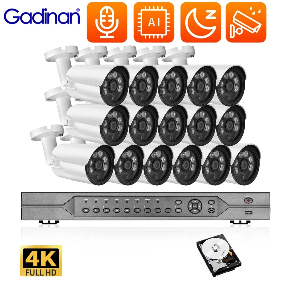 Gadinan 16CH POE NVR CCTV System HD 8MP 4K IP Camera 720/1080P Outdoor Color Night Vision 5 in 1 Video Recorder Surveillance Kit
Gadinan 16CH POE NVR CCTV System HD 8MP 4K IP Camera 720/1080P Outdoor Color Night Vision 5 in 1 Video Recorder Surveillance Kit