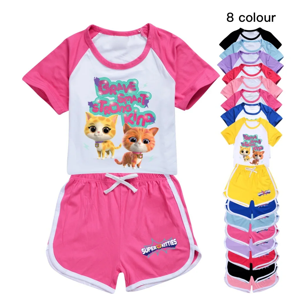 Super Kitties Kids Sports T-shirt +Shorts 2Pcs/Set Children's Clothing Tracksuits Outfits Pajamas Summer Boys Girls Clothing Set
Super Kitties Kids Sports T-shirt +Shorts 2Pcs/Set Children's Clothing Tracksuits Outfits Pajamas Summer Boys Girls Clothing Set
