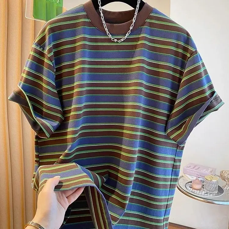 Stylish Round Neck Striped Short Sleeve T-Shirt for Women's Summer Fashion Trendy Tops
Stylish Round Neck Striped Short Sleeve T-Shirt for Women's Summer Fashion Trendy Tops