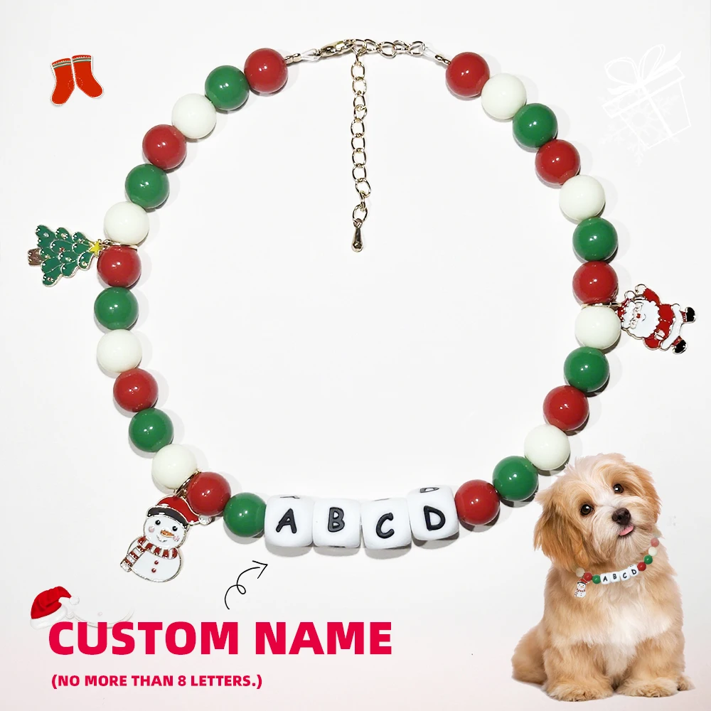 Christmas Personalized Dog Cat Collar Necklace Beaded Girl Boys Custom DIY Pet Puppy Name Letters Adjustable Small Medium Dogs
Christmas Personalized Dog Cat Collar Necklace Beaded Girl Boys Custom DIY Pet Puppy Name Letters Adjustable Small Medium Dogs
