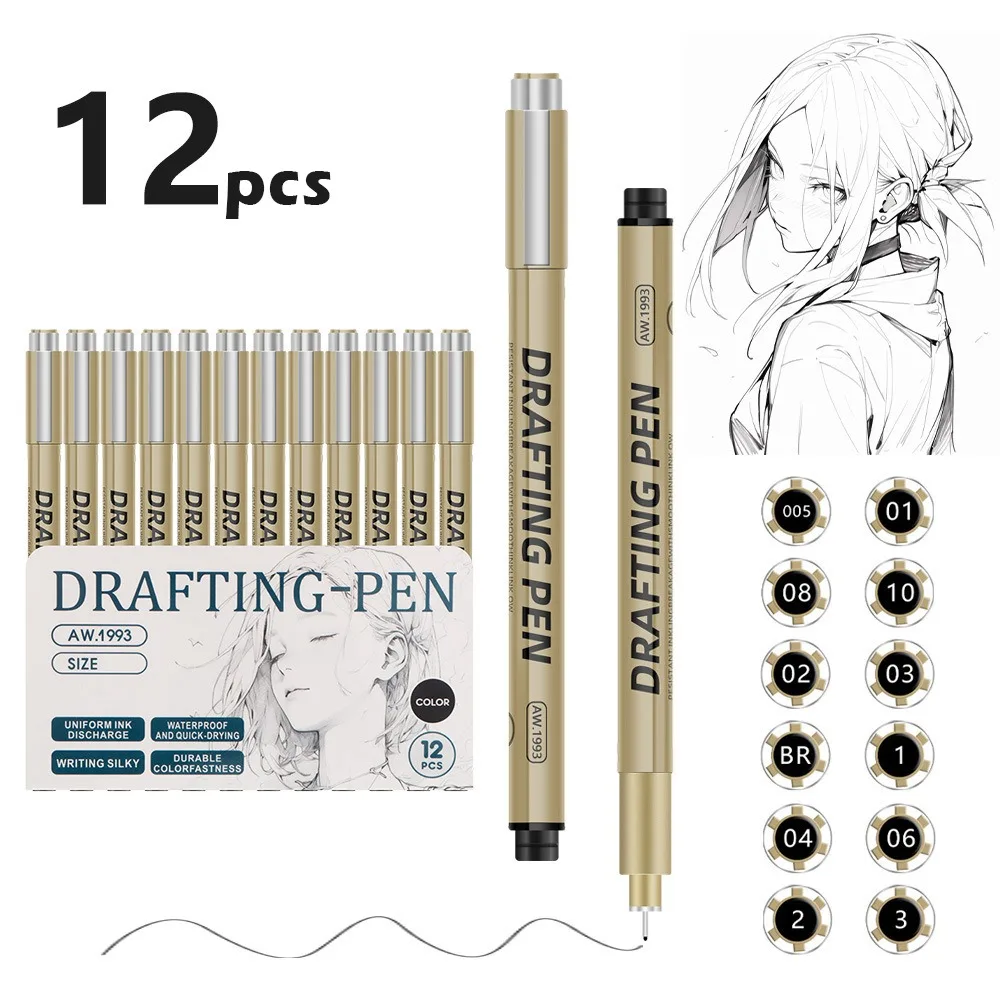 6/9/12pcs Professional Micron Fine Outline Pen Smooth Waterproof Fine-liner Black Ink Drawing Pen Comic Design
6/9/12pcs Professional Micron Fine Outline Pen Smooth Waterproof Fine-liner Black Ink Drawing Pen Comic Design