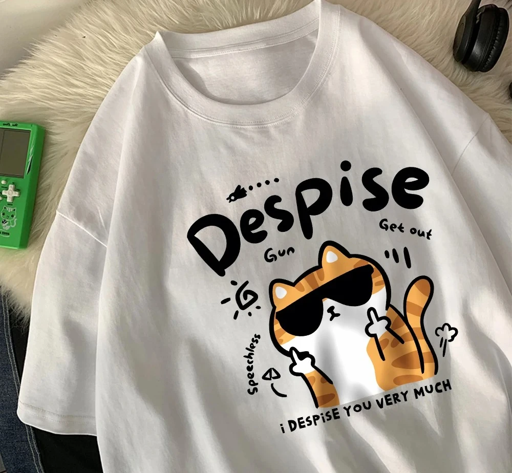 Модная и универсальная женская футболка с короткими рукавами и круглым вырезом с милым кошачьим принтом
Модная и универсальная женская футболка с короткими рукавами и круглым вырезом с милым кошачьим принтом