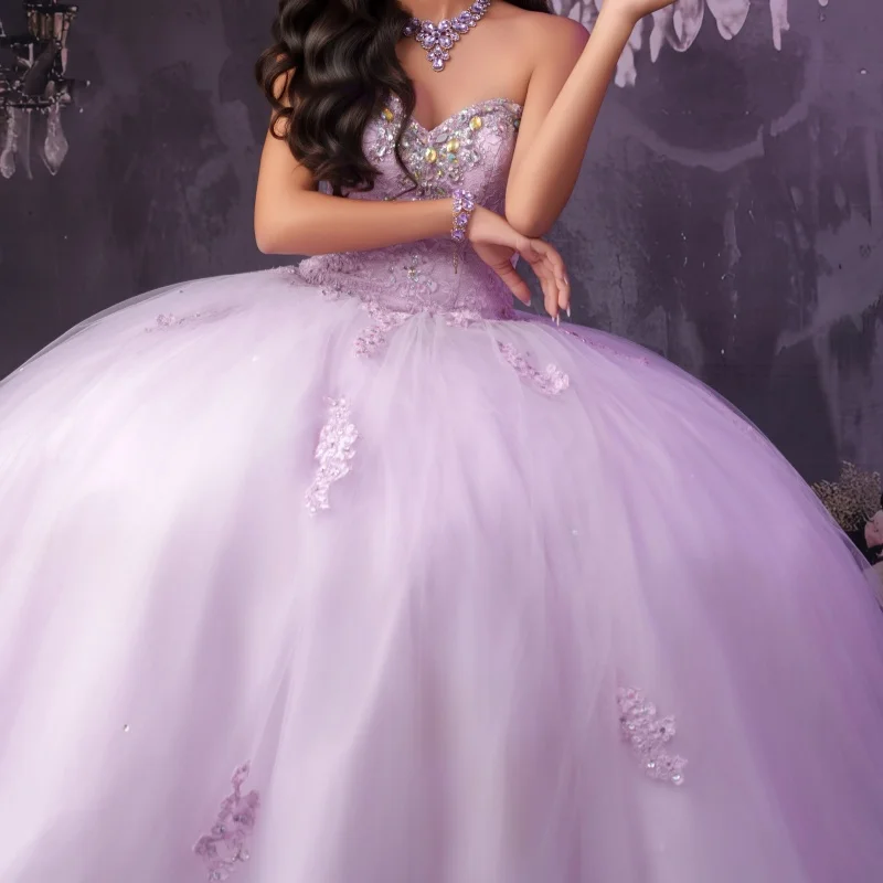 Lavanda Quinceanera Dress off-shoulder Sequins Crystal Decal Layering Long tail vestidos de 15 Quinceanera Customize
Lavanda Quinceanera Dress off-shoulder Sequins Crystal Decal Layering Long tail vestidos de 15 Quinceanera Customize