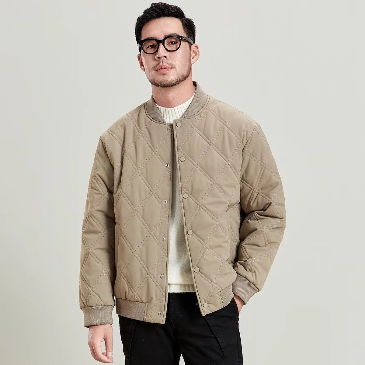 Men's Thickened Cotton Jacket Diamond Grid Baseball Style Warm Outerwear Casual Fashion Retro Brand Autumn Winter Coat
Men's Thickened Cotton Jacket Diamond Grid Baseball Style Warm Outerwear Casual Fashion Retro Brand Autumn Winter Coat