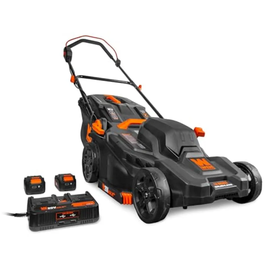20V Max 2-in-1 19-Inch Cordless Brushless Lawn Mower and Mulcher with Two 5Ah Batteries and Dual Port Charger 20839
20V Max 2-in-1 19-Inch Cordless Brushless Lawn Mower and Mulcher with Two 5Ah Batteries and Dual Port Charger 20839