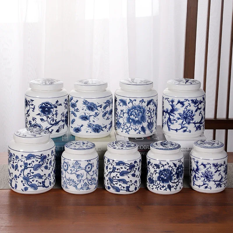 Blue and White Porcelain Tea Jar with Lid Ceramic Table Top Vase Home Multifunctional Candy Nuts Jewelry Box Kitchen Container
Blue and White Porcelain Tea Jar with Lid Ceramic Table Top Vase Home Multifunctional Candy Nuts Jewelry Box Kitchen Container