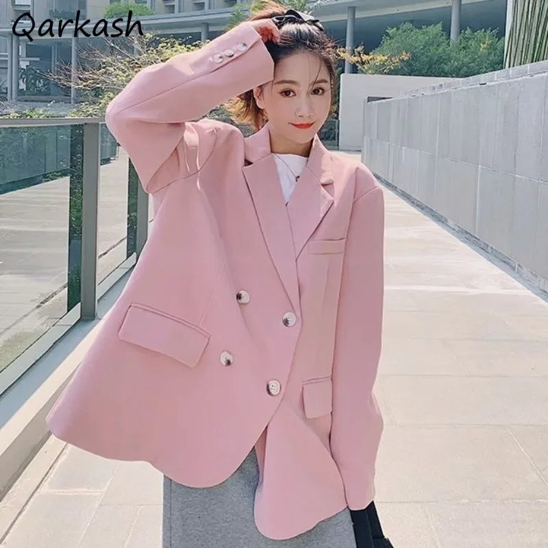 Solid Blazer Women England Style Loose Elegant Buttons Double Breasted Outwear Popular Temperament Office Lady Female Chic Girl
Solid Blazer Women England Style Loose Elegant Buttons Double Breasted Outwear Popular Temperament Office Lady Female Chic Girl