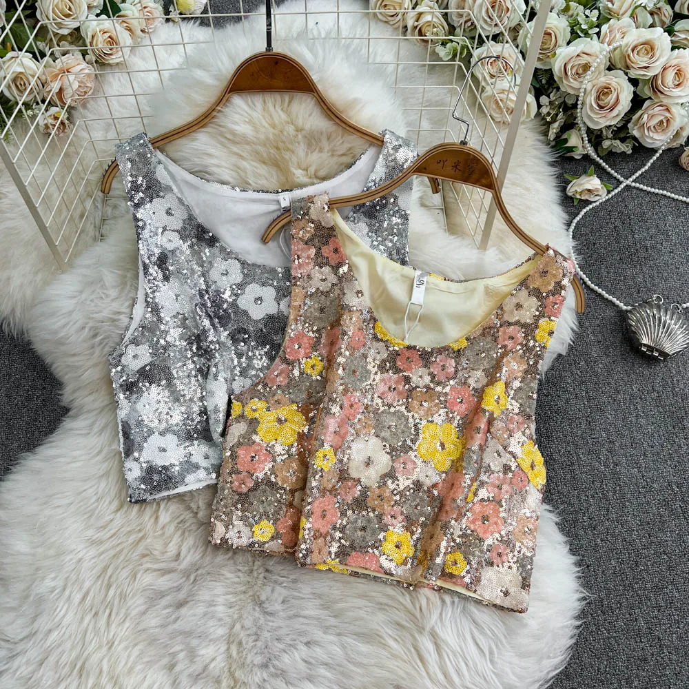 High-end Sequin Sleeveless Top Vest Women's New Retro Outside Casual Suspender StrapTank top
High-end Sequin Sleeveless Top Vest Women's New Retro Outside Casual Suspender StrapTank top