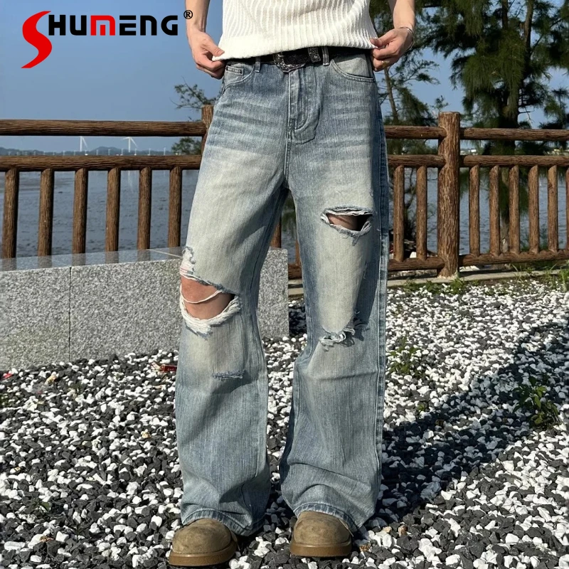 Fashion Hole Pocket Decoration Wide Leg Jeans Men Women 2026 Summer Comfort Versatile Denim Pants Loose Straight Denim Trousers
Fashion Hole Pocket Decoration Wide Leg Jeans Men Women 2026 Summer Comfort Versatile Denim Pants Loose Straight Denim Trousers