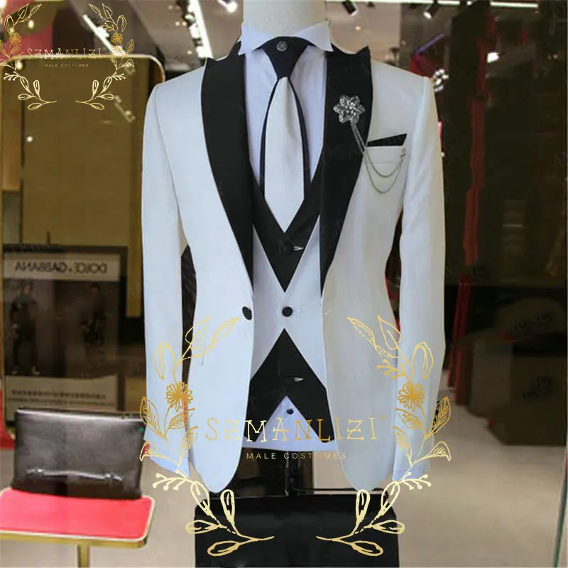 Fashion White Suits For Men Slim Fit 3 Piece Jacket Vest Pant Formal Groom Wedding One Button Tuxedo Male Office Business Blazer
Fashion White Suits For Men Slim Fit 3 Piece Jacket Vest Pant Formal Groom Wedding One Button Tuxedo Male Office Business Blazer