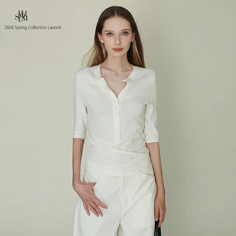 White Silk Henry Collar Mid-Sleeve T-Shirt Women's Elastic Slim Fit Knitted Base Shirt American Style Summer Top
White Silk Henry Collar Mid-Sleeve T-Shirt Women's Elastic Slim Fit Knitted Base Shirt American Style Summer Top