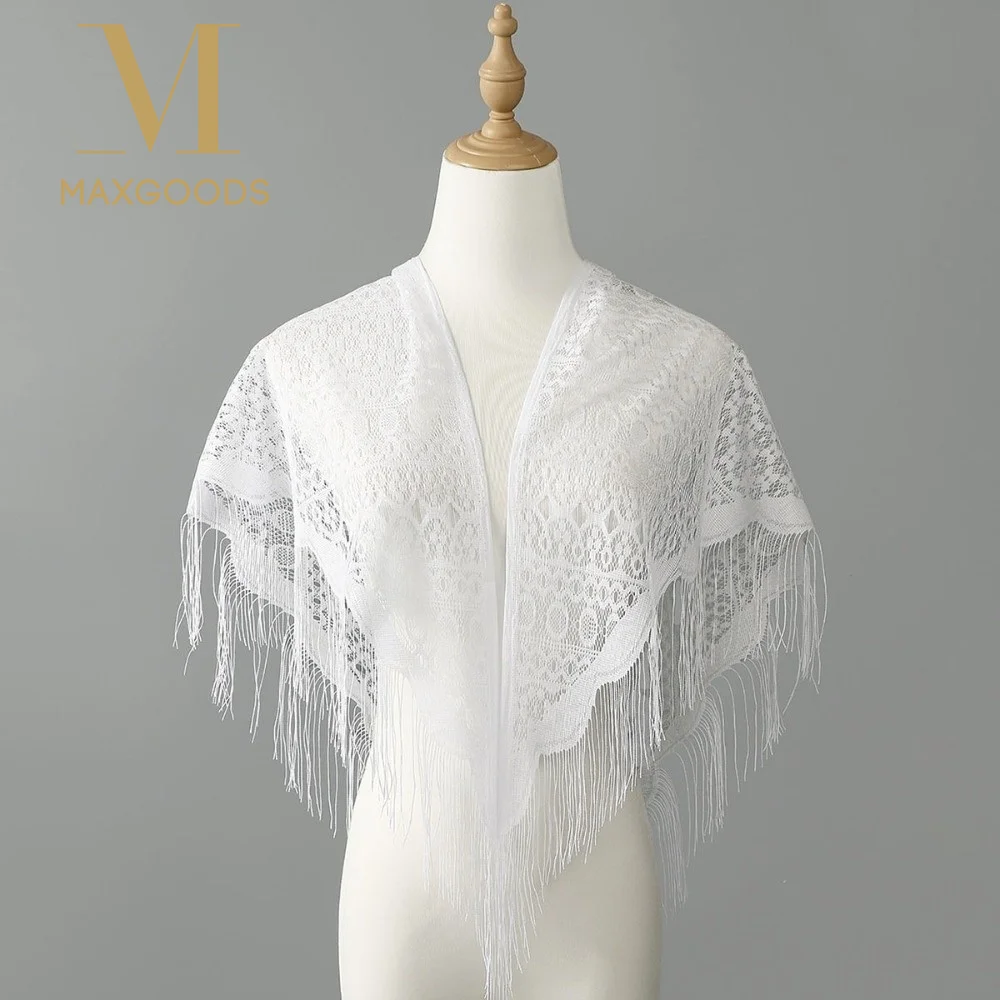 Fashion Pure Color Lace Scarf Transparent with Tassels Wedding Party Shawl Hollow Mesh Lady Capes Wraps
Fashion Pure Color Lace Scarf Transparent with Tassels Wedding Party Shawl Hollow Mesh Lady Capes Wraps