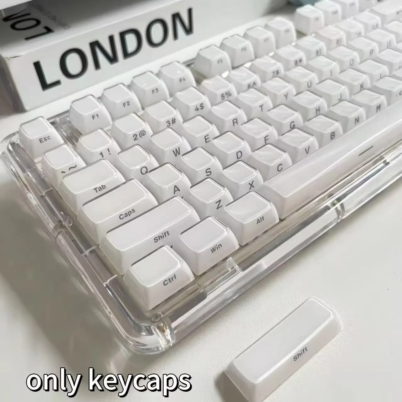 136-key jelly white side-printed keycaps, OEM height, compatible with wooting
136-key jelly white side-printed keycaps, OEM height, compatible with wooting