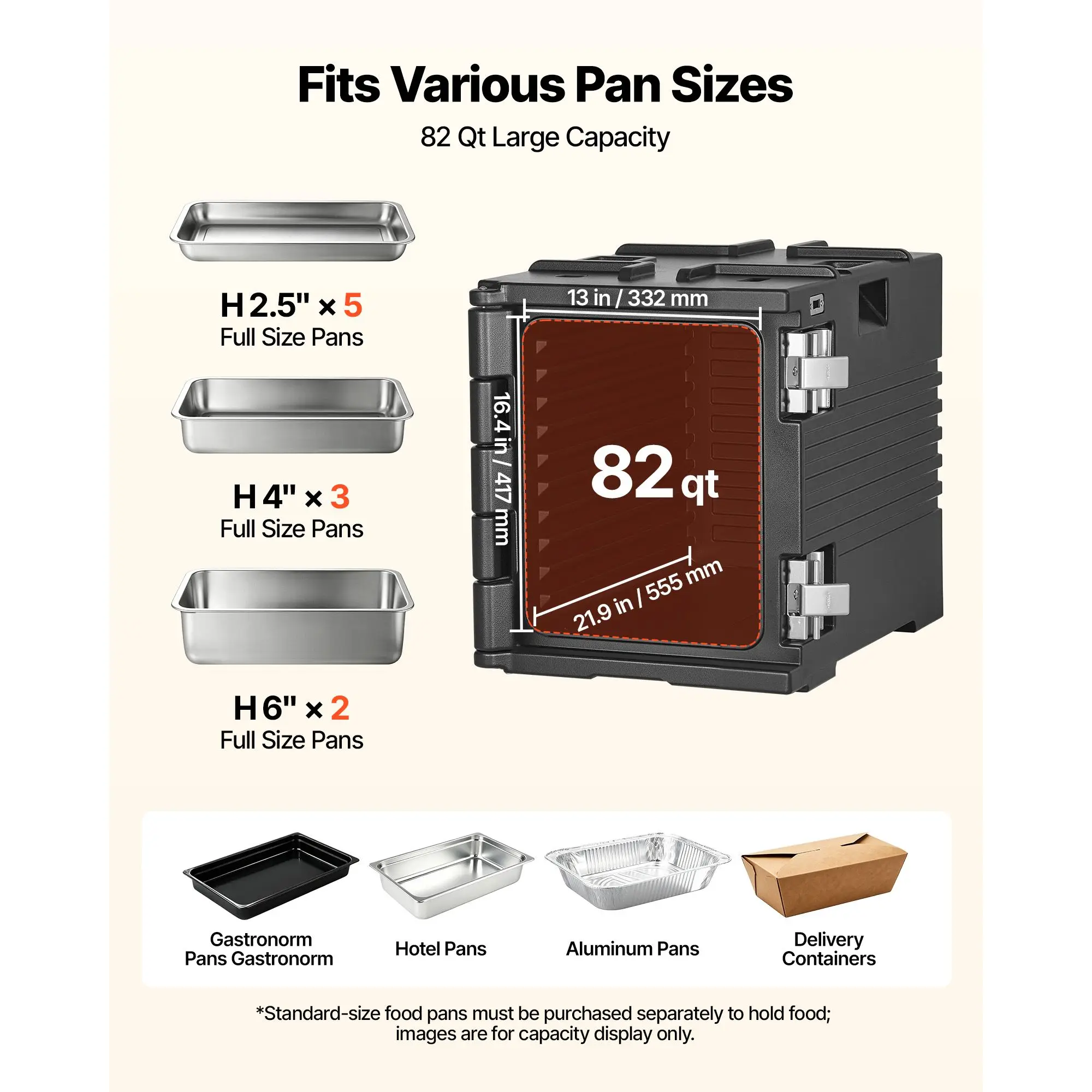 Insulated Food Pan Carrier, 82 Qt Non-Electrical Food Warmer, with Wheel & 304 Stainless Steel Latch, LLDPE Stackable Hot Box, for Various Pan Sizes(NOT Included), Fit Catering BBQ Event(Black)
Insulated Food Pan Carrier, 82 Qt Non-Electrical Food Warmer, with Wheel & 304 Stainless Steel Latch, LLDPE Stackable Hot Box, for Various Pan Sizes(NOT Included), Fit Catering BBQ Event(Black)