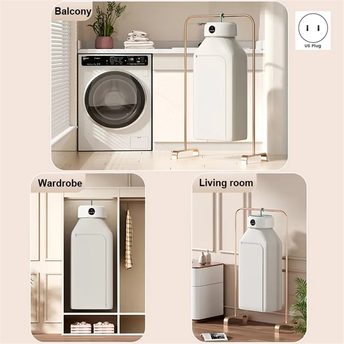 ABPO Clothes Dryer with Heater Fan, Travel Garment Drying Hanger Laundry Air Dehydrator with Timing Function US Plug
ABPO Clothes Dryer with Heater Fan, Travel Garment Drying Hanger Laundry Air Dehydrator with Timing Function US Plug