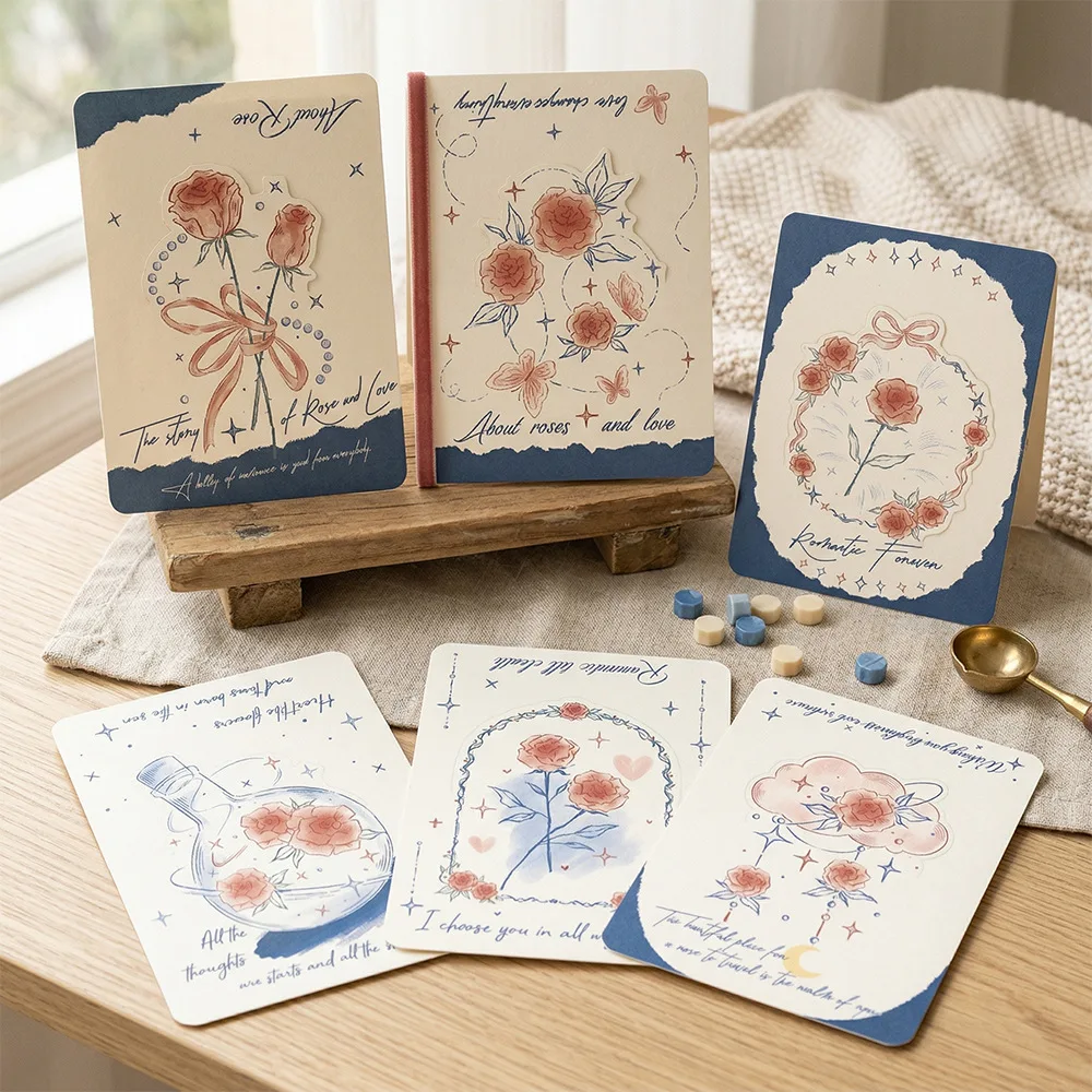 10Pcs Vintage Rose-Shaped Greeting Card Blue Rose Preserved Flower Style Message Card Valentine's Day Confession Blessing Card
10Pcs Vintage Rose-Shaped Greeting Card Blue Rose Preserved Flower Style Message Card Valentine's Day Confession Blessing Card