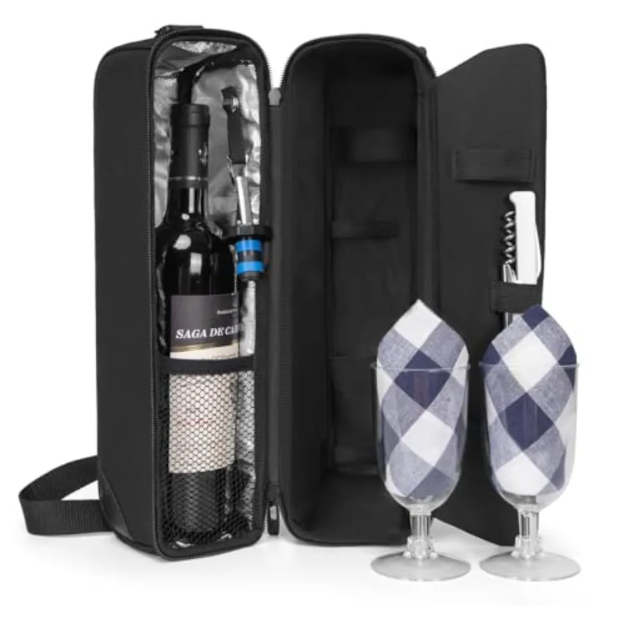 ALLCAMP Wine Bag - Insulated Cooler Bag with Wine Glasses, Bottle Opener and Wine Accories for Wine Lovers - Portable Wine Gift
ALLCAMP Wine Bag - Insulated Cooler Bag with Wine Glasses, Bottle Opener and Wine Accories for Wine Lovers - Portable Wine Gift
