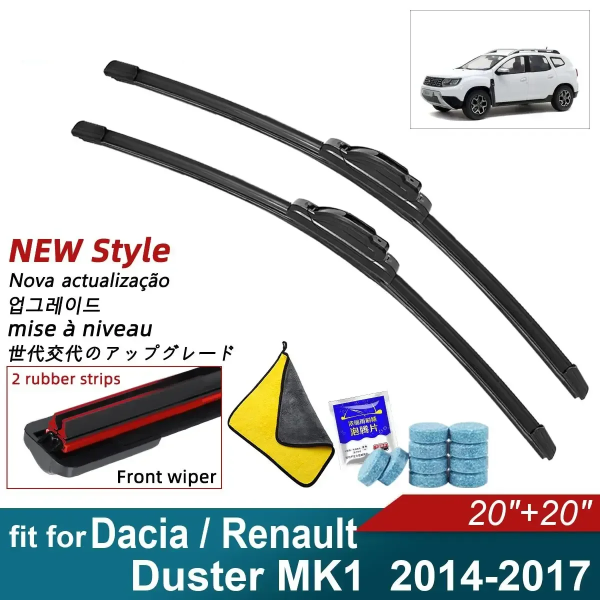 Car Windshield Wiper Blades Fit For Dacia Renault Duster MK1 Wiper Blades Soft Rubber Auto Front Windscreen 2014 2015 2016 2017
Car Windshield Wiper Blades Fit For Dacia Renault Duster MK1 Wiper Blades Soft Rubber Auto Front Windscreen 2014 2015 2016 2017