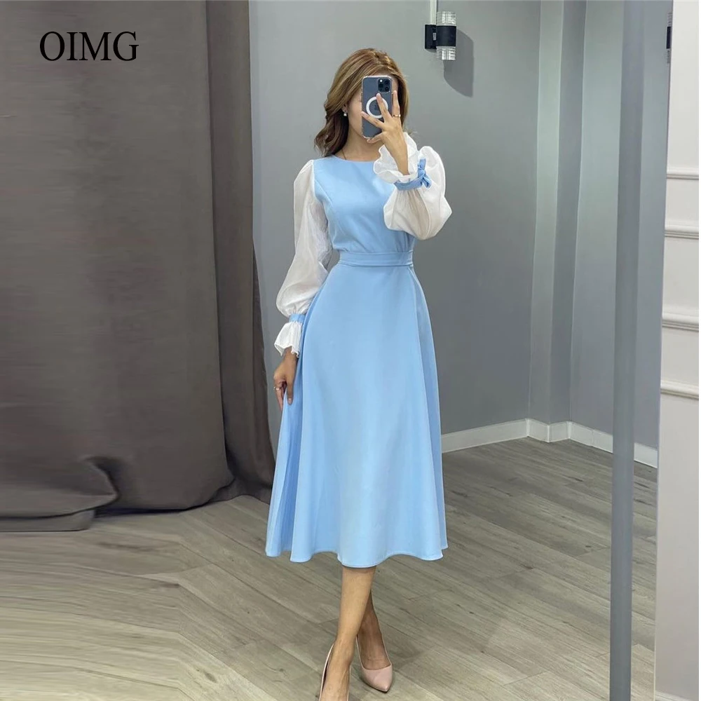 Simple Light Sky Blue Party Dresses Modest Jewel Neck Long Sleeves Tea Length Women Evening Formal Event Dress 15 16 Girls
Simple Light Sky Blue Party Dresses Modest Jewel Neck Long Sleeves Tea Length Women Evening Formal Event Dress 15 16 Girls