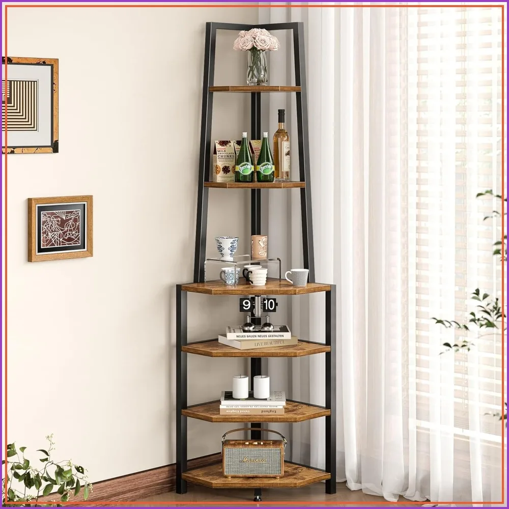 6 Tier Corner Shelf 69 Inch Industrial Bookshelf with Metal Frame, Multipurpose Tall Plant Stand with Opening Display Shelves for Living Room, Bedroom, Home Office, Small Space
6 Tier Corner Shelf 69 Inch Industrial Bookshelf with Metal Frame, Multipurpose Tall Plant Stand with Opening Display Shelves for Living Room, Bedroom, Home Office, Small Space