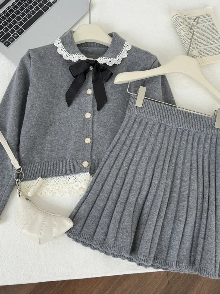 Vintage Y2k Cute Pink Skirts Sets Elegant 2000s Clothes Two Piece Suit Vintage Long Sleeve Sweater with A-Line Mini Skirts 
Vintage Y2k Cute Pink Skirts Sets Elegant 2000s Clothes Two Piece Suit Vintage Long Sleeve Sweater with A-Line Mini Skirts