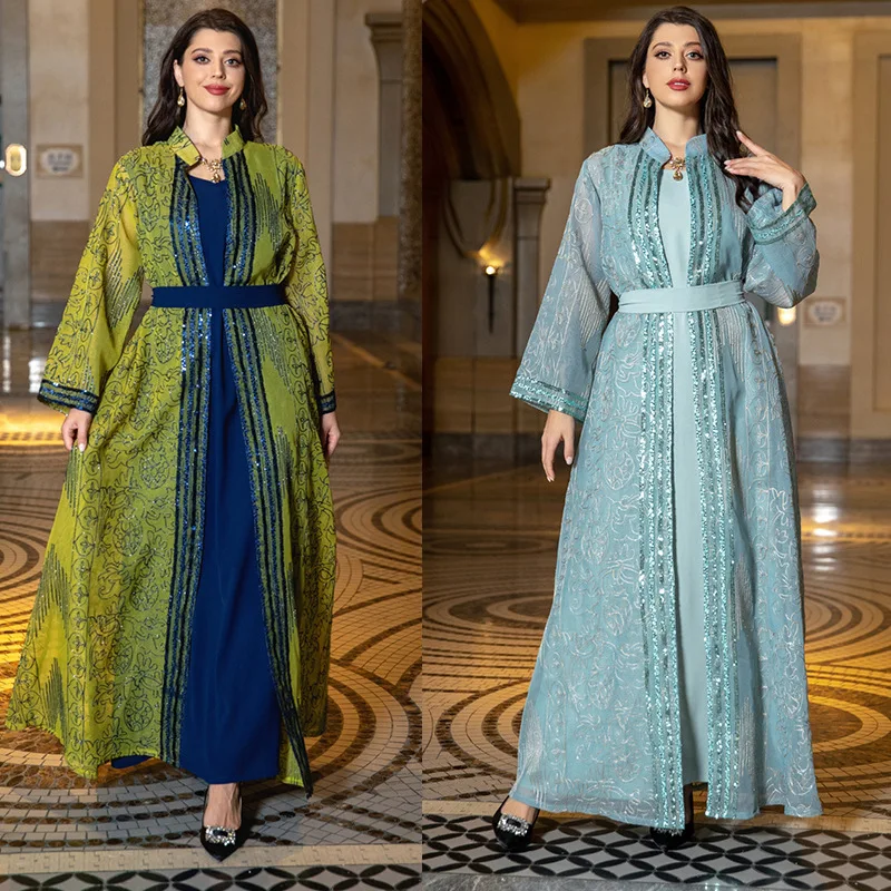 Ab333 Fashionable Two-piece Long Dress Set With Belt, Elegant Cardigan Long Dress Robe Abaya Ramadan Dubai Luxury Islam Elegant
Ab333 Fashionable Two-piece Long Dress Set With Belt, Elegant Cardigan Long Dress Robe Abaya Ramadan Dubai Luxury Islam Elegant
