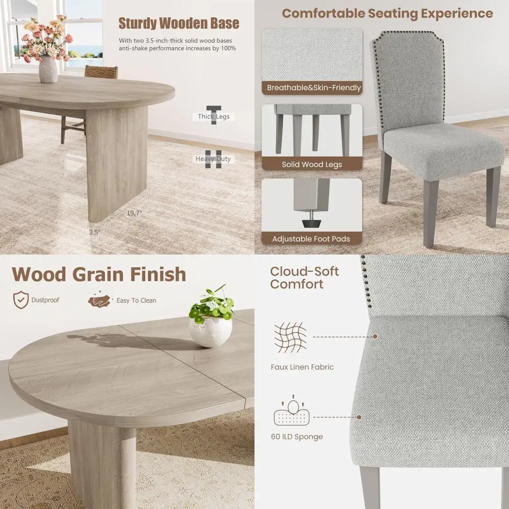 63 Oval Dining Set with Upholstered Chairs and Sturdy Wooden Base
63 Oval Dining Set with Upholstered Chairs and Sturdy Wooden Base