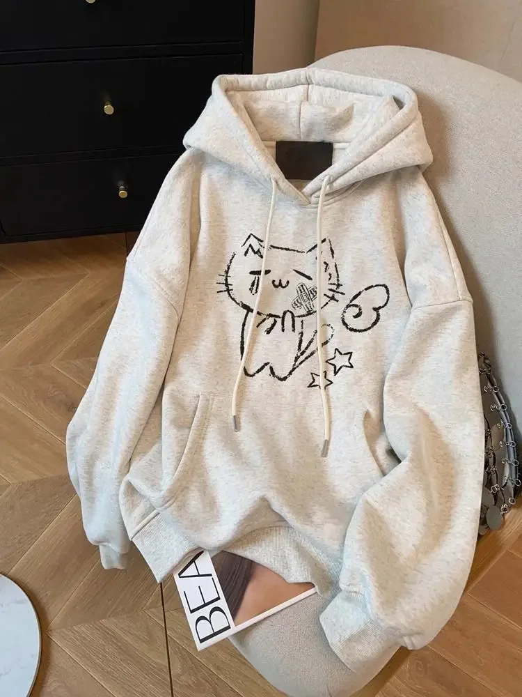 Sudadera Mujer Hooded Long Sleeve Women Sweatshirts Preppy Style American Harajuku Y2k Chic Cartoon Cat Print Gray Tops
Sudadera Mujer Hooded Long Sleeve Women Sweatshirts Preppy Style American Harajuku Y2k Chic Cartoon Cat Print Gray Tops