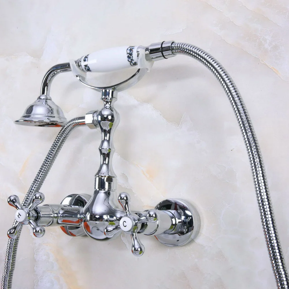 Polished Chrome Brass Wall Mount Bathtub Faucet with Handheld Shower Set +1.5M Hose Mixer Tap 2na189
Polished Chrome Brass Wall Mount Bathtub Faucet with Handheld Shower Set +1.5M Hose Mixer Tap 2na189