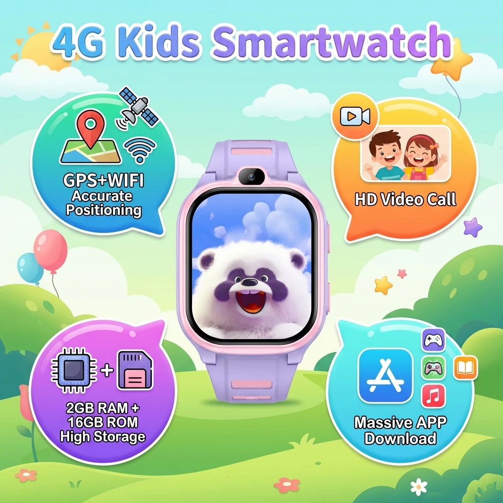 New 4G Kids Smart Watch with GPS Wifi Tracker & Video Call Voice Monitor, SOS Alert Smartwatch Perfect Safety Gift for Children
New 4G Kids Smart Watch with GPS Wifi Tracker & Video Call Voice Monitor, SOS Alert Smartwatch Perfect Safety Gift for Children
