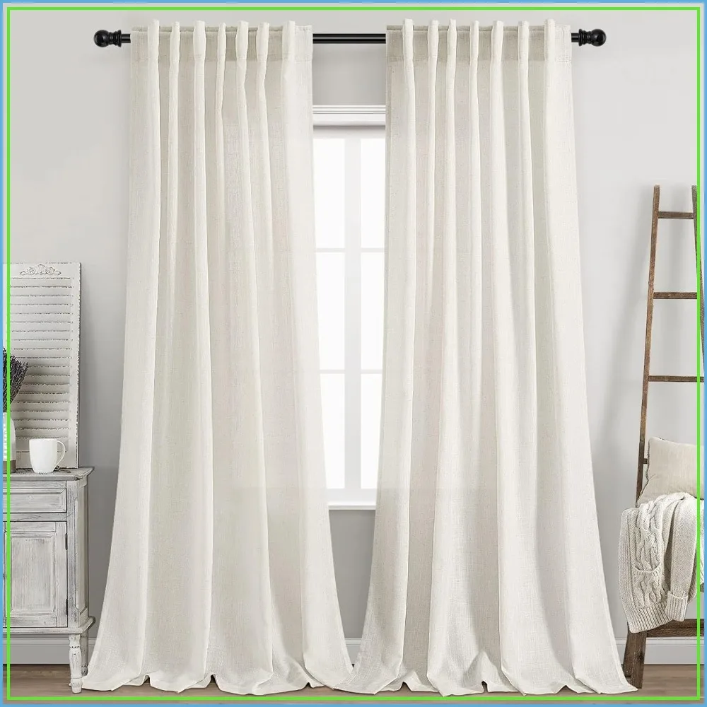 Linen Curtains 96 inch Long 2 Panels Set for Living Room, Ivory Cream Semi Sheer Light Filtering Drapes, Back Tab & Rod Pocket, 52x96
Linen Curtains 96 inch Long 2 Panels Set for Living Room, Ivory Cream Semi Sheer Light Filtering Drapes, Back Tab & Rod Pocket, 52x96