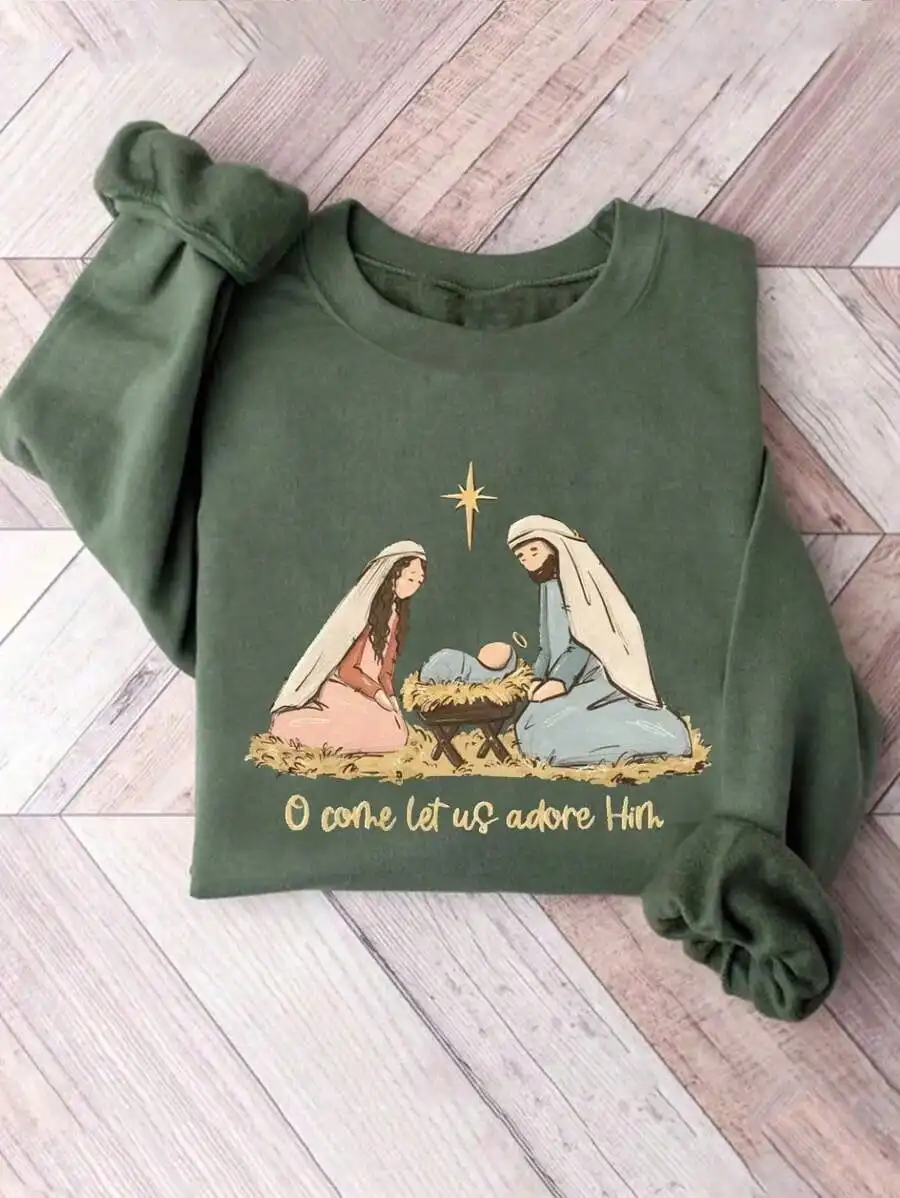 Оливково-зеленый повседневный свитшот с принтом религиозных мотивов, теплая зимняя толстовка с капюшоном
Оливково-зеленый повседневный свитшот с принтом религиозных мотивов, теплая зимняя толстовка с капюшоном