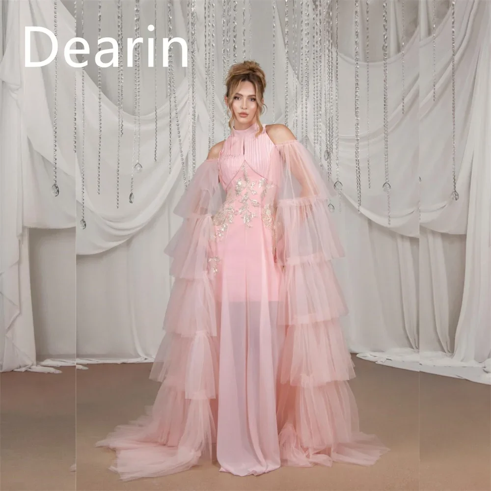 Customized Evening Gown Dearin High Collar Column Floor Length Skirts Tulle Bespoke Occasion Dresses Saudi Arabia Prom Formal Dr
Customized Evening Gown Dearin High Collar Column Floor Length Skirts Tulle Bespoke Occasion Dresses Saudi Arabia Prom Formal Dr