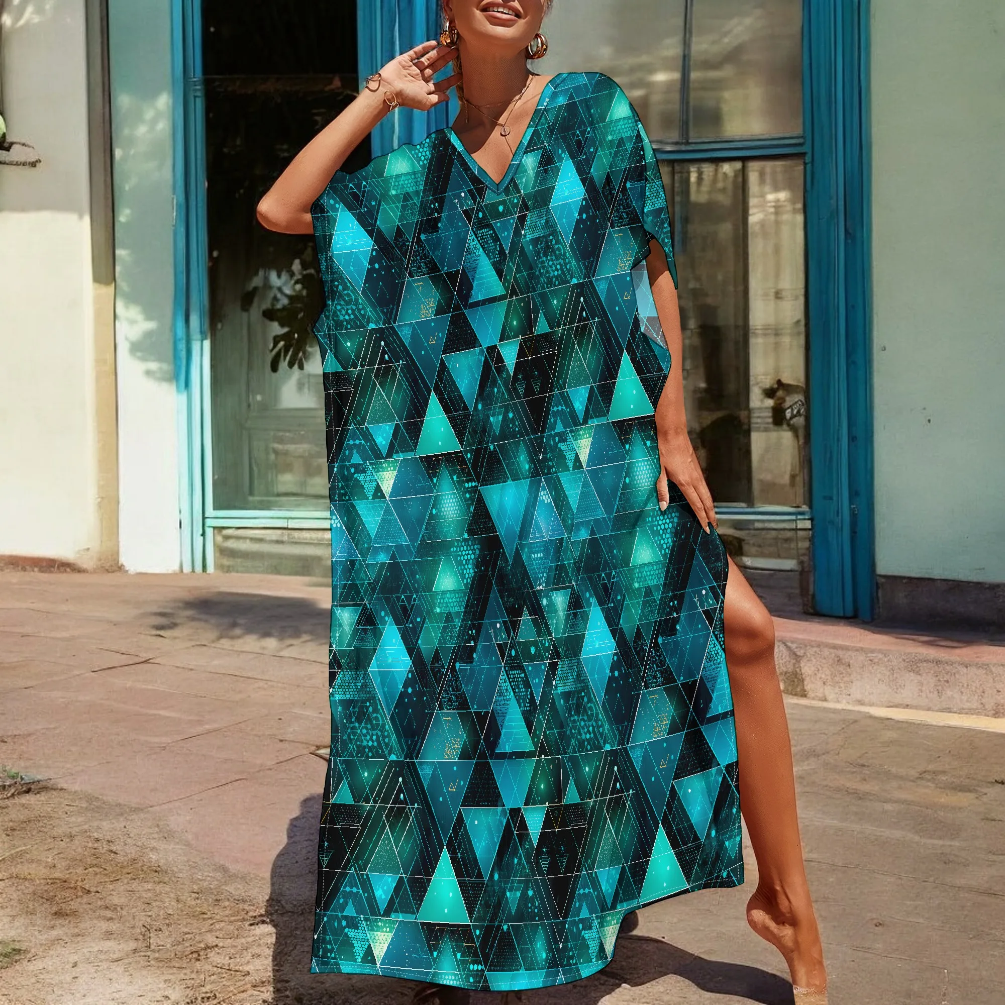 Afrocentric Plus Size Dress Geometric Triangle Print V-Neck Loose Fit 3XL Casual or Festival Wear
Afrocentric Plus Size Dress Geometric Triangle Print V-Neck Loose Fit 3XL Casual or Festival Wear
