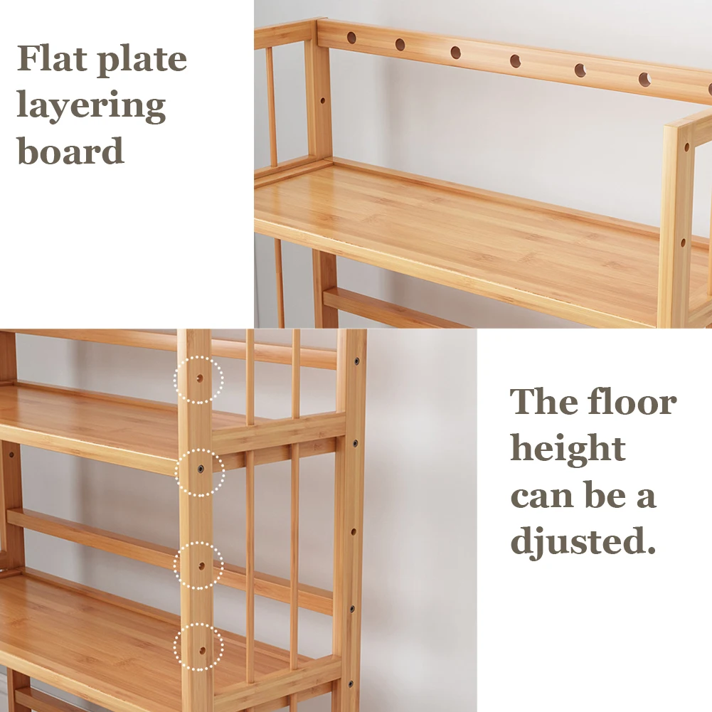 4-уровневая бамбуковая полка, простой книжный шкаф большой емкости, многофункциональная стойка для хранения вещей для ванной комнаты, кухни, гостиной
4-уровневая бамбуковая полка, простой книжный шкаф большой емкости, многофункциональная стойка для хранения вещей для ванной комнаты, кухни, гостиной