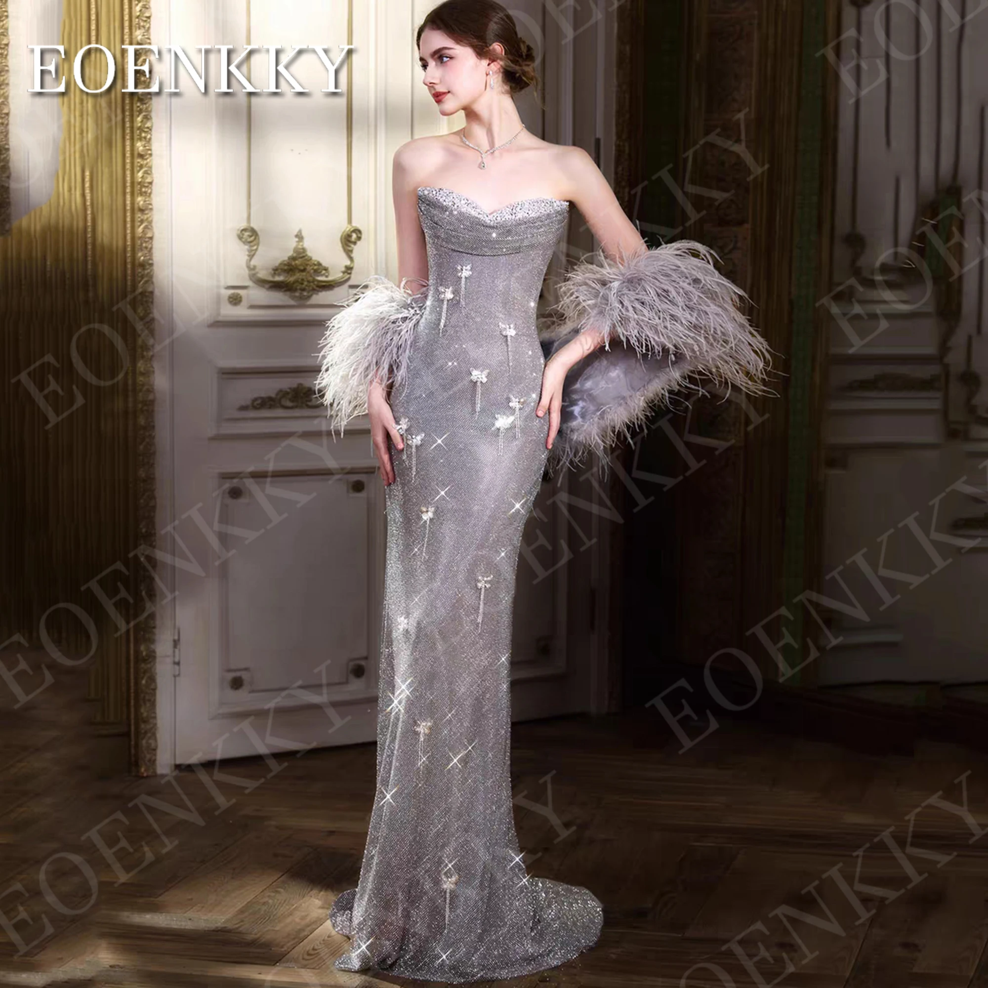 EOENKKY Luxury Mermaid Prom Dresses Saudi Arabia Evening Dress Silver Sweetheart Strapless Sparkly Formal Party Gown Customized
EOENKKY Luxury Mermaid Prom Dresses Saudi Arabia Evening Dress Silver Sweetheart Strapless Sparkly Formal Party Gown Customized