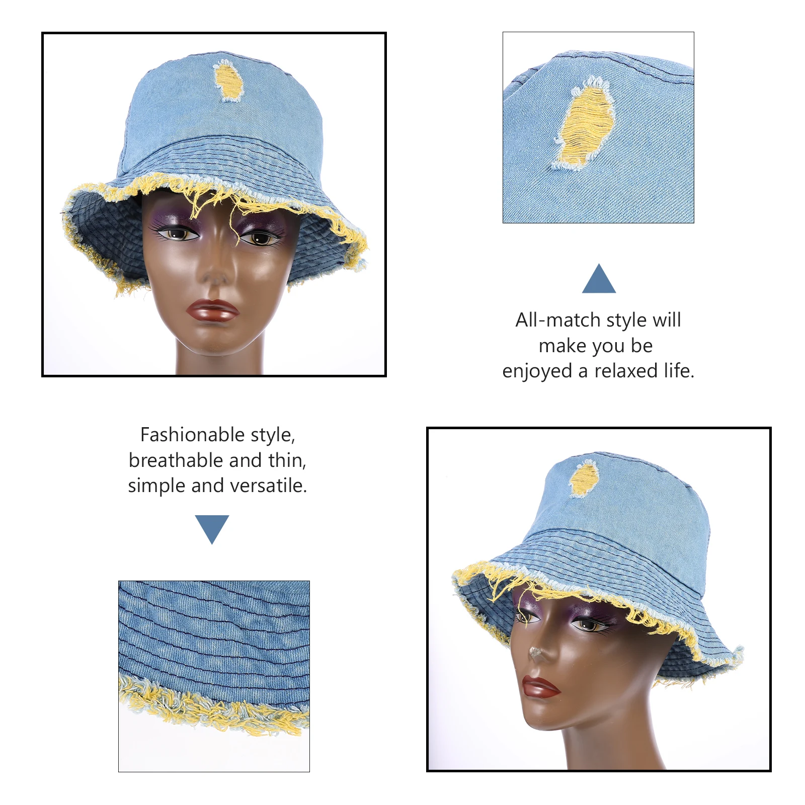 Denim Fisherman Hat Lightweight Breathable Summer Sun Hat Stylish Beach Bucket Cap Sunshade Trendy Daily Wear Sun Protection
Denim Fisherman Hat Lightweight Breathable Summer Sun Hat Stylish Beach Bucket Cap Sunshade Trendy Daily Wear Sun Protection