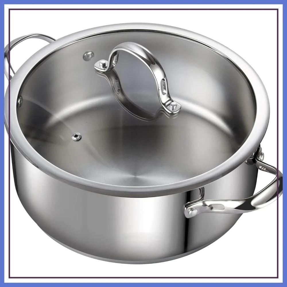 7 Quart Stainless Steel Dutch Oven with Glass Lid, Heavy Duty Stockpot for Soups, Stews, Sauces, Induction Compatible
7 Quart Stainless Steel Dutch Oven with Glass Lid, Heavy Duty Stockpot for Soups, Stews, Sauces, Induction Compatible