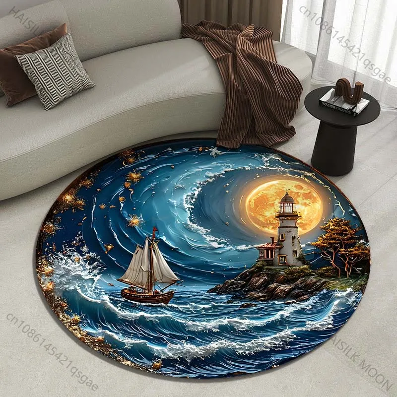 Multiple sizes Moonlit waves beneath lighthouse Print Round Carpet Living Room Bedroom Table Chair Sofa Decorative Carpet
Multiple sizes Moonlit waves beneath lighthouse Print Round Carpet Living Room Bedroom Table Chair Sofa Decorative Carpet