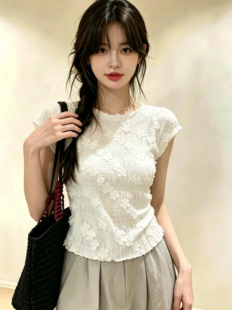 Korean Style Lace Sleeve T-Shirt Women's Summer New Super Beautiful Soft Top Self-Reserve Flower 3D Design
Korean Style Lace Sleeve T-Shirt Women's Summer New Super Beautiful Soft Top Self-Reserve Flower 3D Design