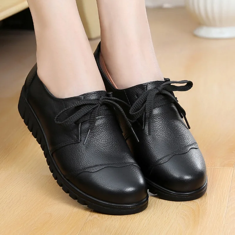 Black Leather Lace-Up Shoes For Women With Round Toe And Non Slip Thick Sole Comfortable Casual Office And Daily Walking Shoes
Black Leather Lace-Up Shoes For Women With Round Toe And Non Slip Thick Sole Comfortable Casual Office And Daily Walking Shoes
