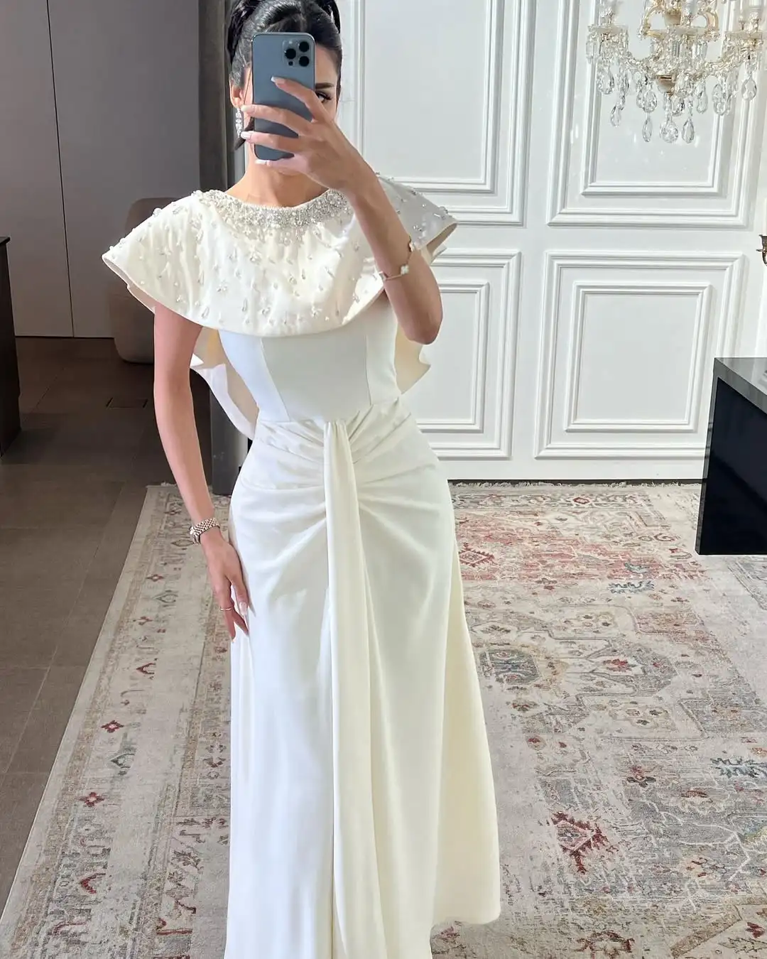 Customized Sheath Sleeevless Prom Dresses O-Neck Ankle Length Pleated Beadings Party Dresses Evening Dresses
Customized Sheath Sleeevless Prom Dresses O-Neck Ankle Length Pleated Beadings Party Dresses Evening Dresses