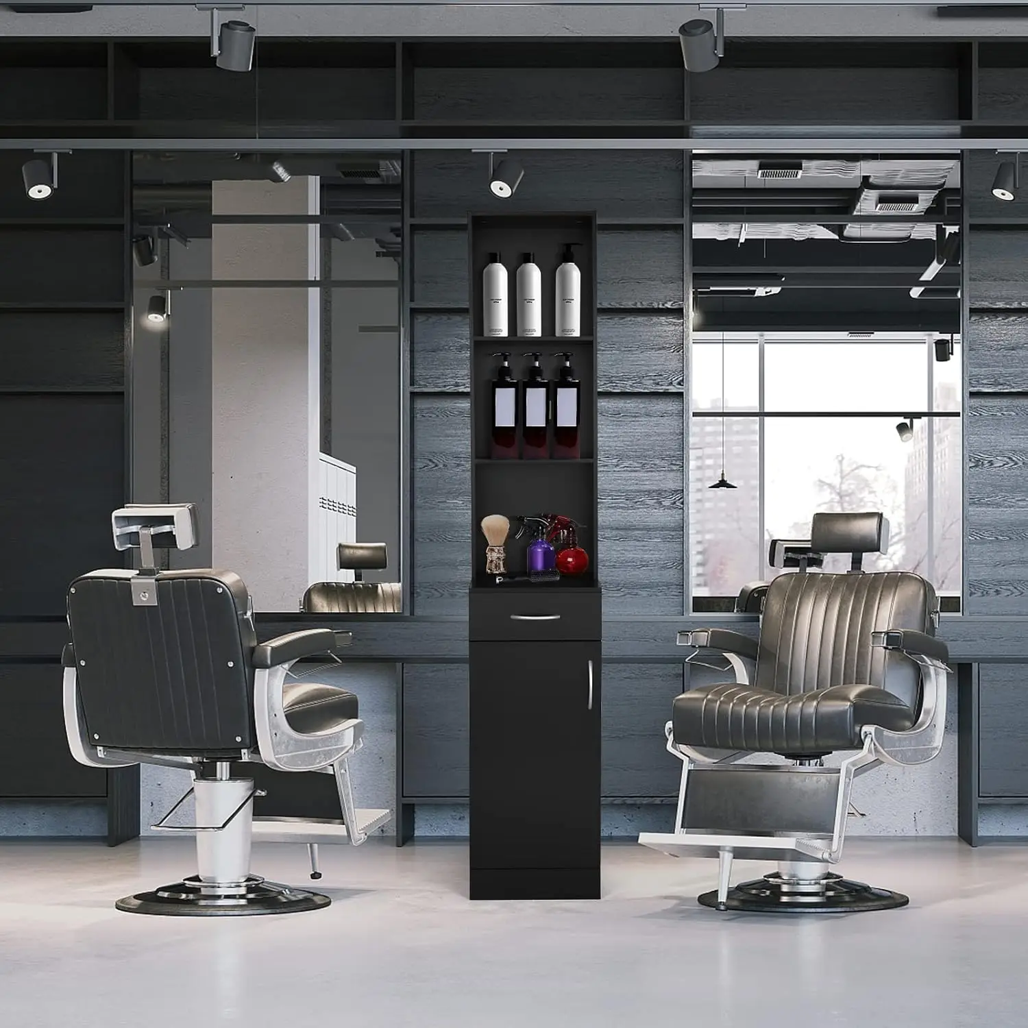 Salon Storage Cabinet with Drawer 5 Compartments & Shelf Durable MDF Organizer for Beauty Salon Barbershop, Custom
Salon Storage Cabinet with Drawer 5 Compartments & Shelf Durable MDF Organizer for Beauty Salon Barbershop, Custom