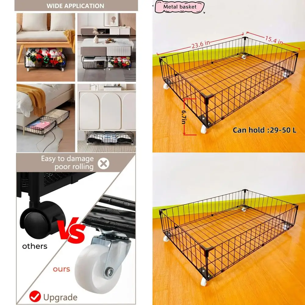 Spacious Rolling Underbed Storage Bag with Wheels for Shoes and Various Items
Spacious Rolling Underbed Storage Bag with Wheels for Shoes and Various Items