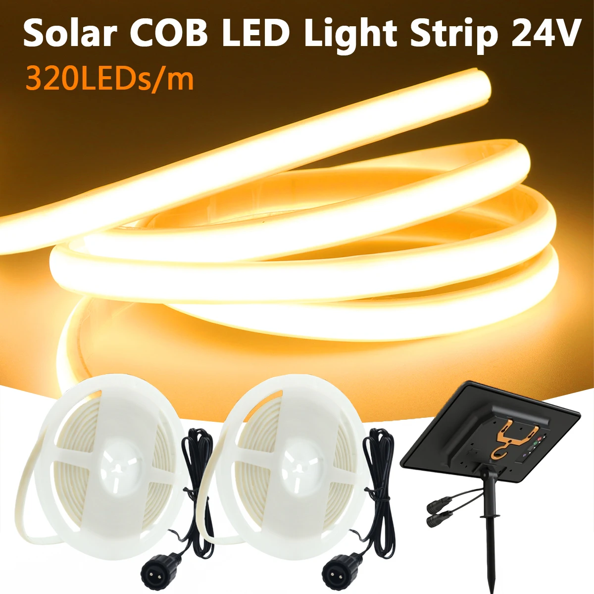 24V Solar COB LED Light Strip Waterproof IP67 Warm Natural White 320LEDs/m Flexible High Density Linear Outdoor Home Decor Light
24V Solar COB LED Light Strip Waterproof IP67 Warm Natural White 320LEDs/m Flexible High Density Linear Outdoor Home Decor Light