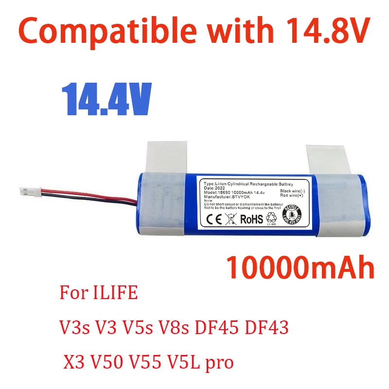 Genuine 14.4V10000mah 18650 Lithium Battery For ILIFE V3s Pro, V50, V5s Pro, V8s, X750 Robot Vacuum Cleaner Battery
Genuine 14.4V10000mah 18650 Lithium Battery For ILIFE V3s Pro, V50, V5s Pro, V8s, X750 Robot Vacuum Cleaner Battery